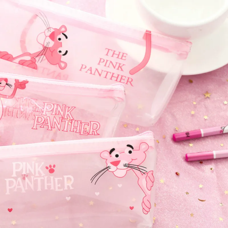 

1pcs/sell Cute Pencil Case Halloween transparent lovely Pink Panther pattern School Supplies Student Stationery Christmas Gift