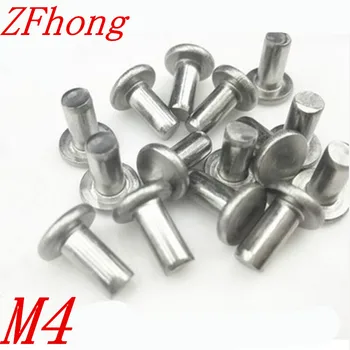 

100pcs M4*10/12/16/20/25/30/35/40 4mm Stainless steel Flat head solid rivet