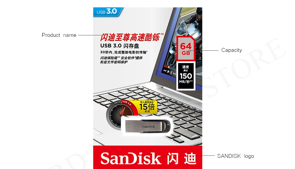 Sandisk USB 3,0 флеш-накопитель CZ73 ультра чутье 32 ГБ флеш-накопитель 64 Гб 16 Гб usb флеш-накопитель карта памяти