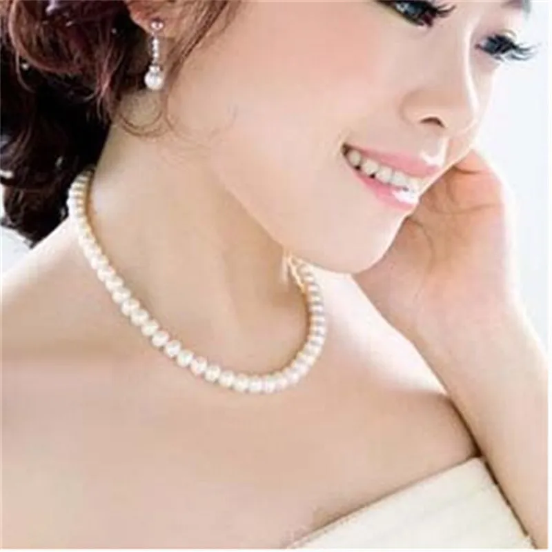 

Delicate jewellery Clavicle Chain chocker simulated big pearl necklace bridal jewelry Womens necklace female white wedding gifts