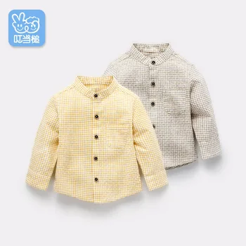 

Dinstry Spring and Autumn New arrival Long Sleeve Plaid Shirt Baby Boy Shirt