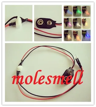 

500pcs 5mm 9v DC Multicolor Red Yellow Blue Green White Orange UV Pink Warm white Pre-Wired LED WITH SNAP ON 9V with mini switch