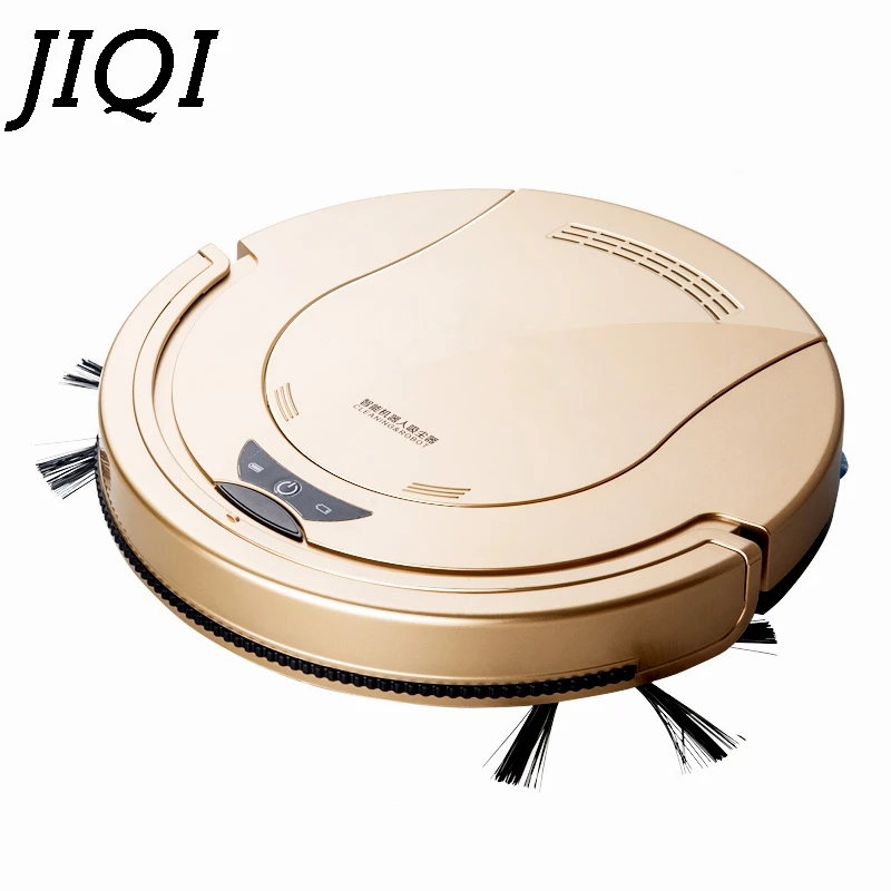 Электрический робот-пылесос JIQI для домашнего использования, HEPA фильтр, удаленное мытье, заряжаемый, подметание пыли, сухая чистка, аспиратор, 110 В, 220 В - Цвет: Gold