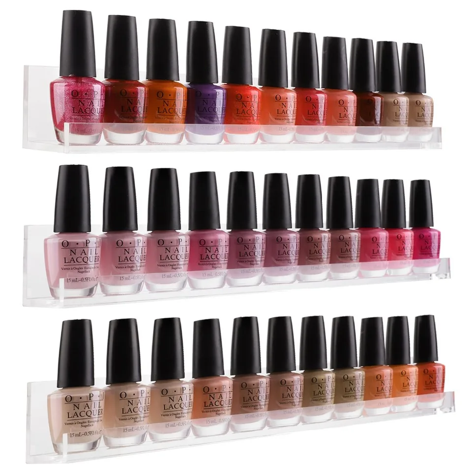 100 セットクリアアクリルマニキュアラック 3 棚 45 ボトル壁収納棚をマウントネイルツール Makartt F0371 ネイルアートグッズ Aliexpress