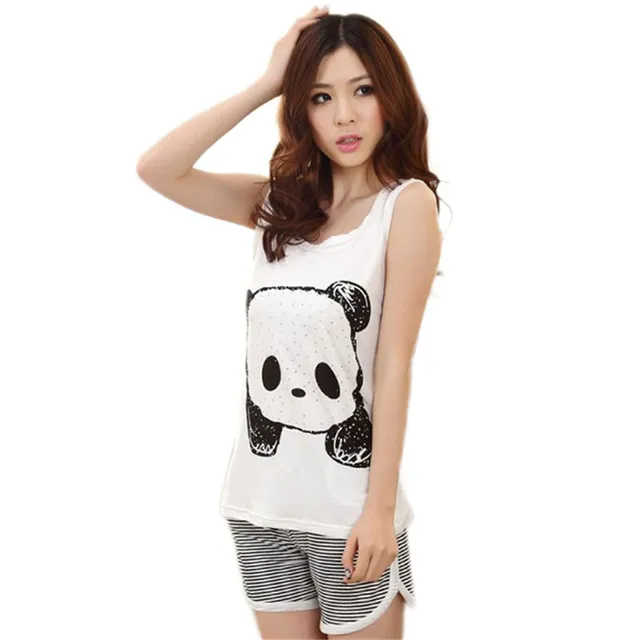 Cartoon Sleeveless Women Pajamas Casual Female Summer Pajama Set Home Sleepwear Cute Pyjamas Ladies Pijama Suits Shorts And Vest