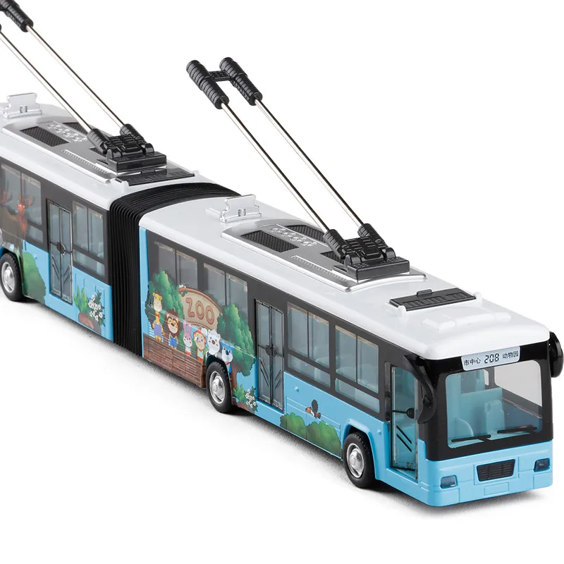 Высокая симуляция городской троллейбус двойной автобус, 1:48 Сплав Вытяните назад двойной автобус модель, игрушечные машинки