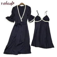 Весенне-летний розовый пикантный шелковый халат, нижнее белье, комплект для отдыха, халат и ночное белье, Женский спальный комплект, Fdfklak