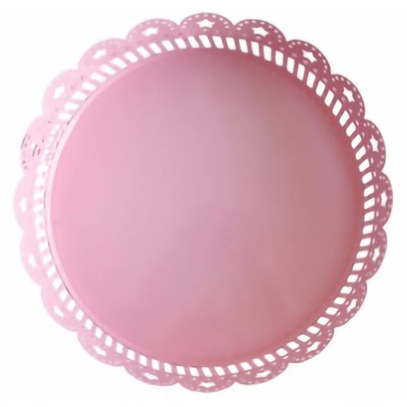 

CSS Sweetgo Pink Crown Round Tray Push Cake Stand Hollow Out Star Plate Cake Decorating Tools Candy Bar Storage Holders