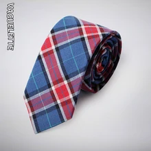 Мужские галстуки VAGUELETTE с узором тартан, облегающий клетчатый галстук для мальчиков ручной работы, тонкий хлопковый мужской галстук 146*6,5*3,8 см