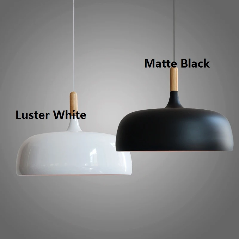 

Morden Acorn Wood Pendant Lighting For Bedroom Aluminum Lampshade Pendant Lamp Restaurant Hanglampen E27 220V Suspension Vintage