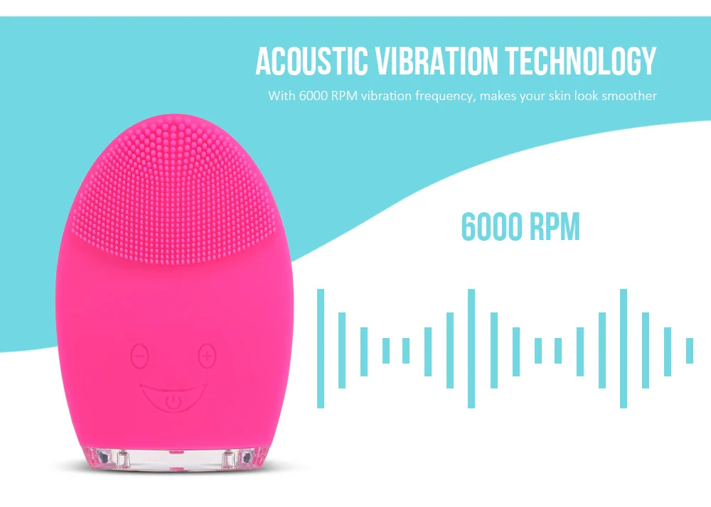 Rechargeable Silicone Facial Cleansing Brush Water-resistant Vibrating Massager