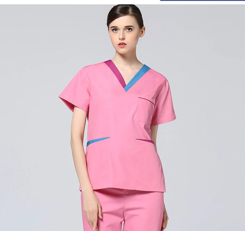Viaoli новая Хирургическая Одежда с коротким рукавом, одежда для мужчин и женщин, одежда для врача, одежда для медсестры, операционная комната, фиолетовое, розовое платье