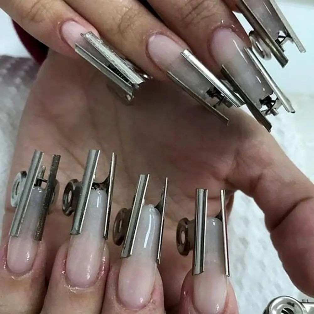 

6Pcs/set Fiber Glass For Nails Russian C Curve Nail Extension Pinching Tool Stainless Steel Acrylic Nail Pincher Clips
