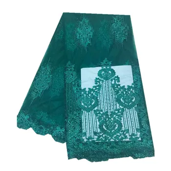 

French Net Lace Fabric 2018 Latest African Lace Fabric with Embroidery Mesh Tulle Cord Lace Fabric with stones nly2-96