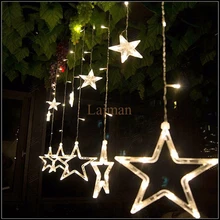 AC 220 V ЕС вилка романтическая Фея Звезда СВЕТОДИОДНЫЙ занавес Гирлянда освещение для праздника свадьба гирлянда украшение для вечеринки; Рождество огни