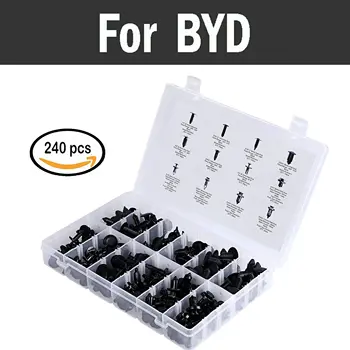 

12 Most Popular Sizes 240pcs Car Push Pin Rivet Trim Assortment Set Black Rivets For Byd E6 F3 F5 F6 Flyer G3 G6 L3 S6
