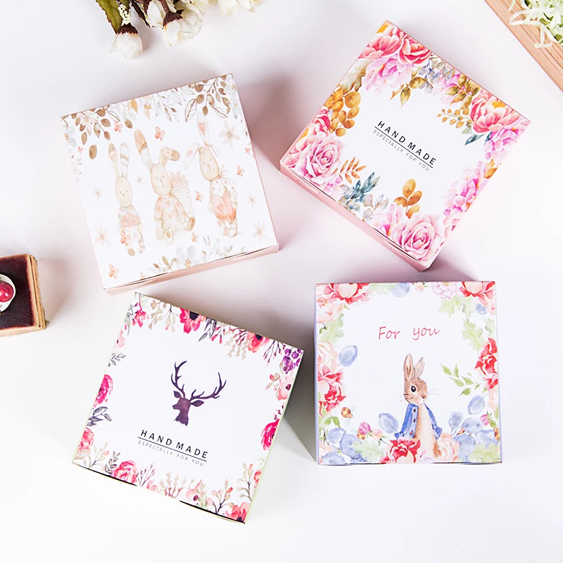 

50PCS Cartoon with Love Wedding Gift Box for Guest Food Carton Paper Boxes Mooncake Box Cookie Chocolate Cake Packaging Box