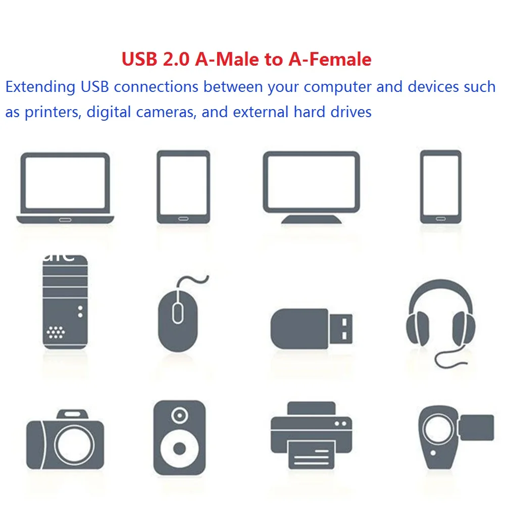 USB 2.0 تمديد كابل الذكور إلى الإناث USB البيانات موسع كابل ل وحة المفاتيح طابعة كاميرا ماوس ماوس USB للكمبيوتر 2.0 موسع الحبل