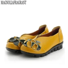 Новинка; обувь ручной работы из натуральной кожи с цветочным принтом в национальном стиле; женская обувь на мягкой плоской подошве в стиле ретро; Летние парусиновые балетки на плоской подошве; k62