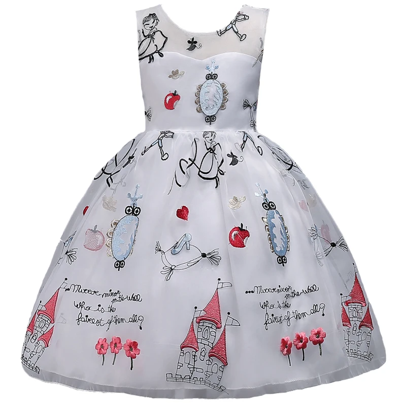 

Girls Sleeveless Embroidery Princess Dress For Kids Wedding And Party Dresses 2018 New Summer Teenagers Girls Clothing 3-14 Year