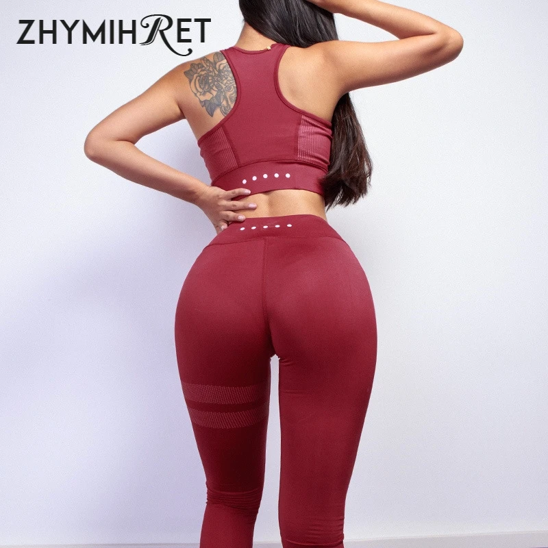 Летний женский спортивный костюм ZHYMIHRET короткий топ с подкладкой и брюки