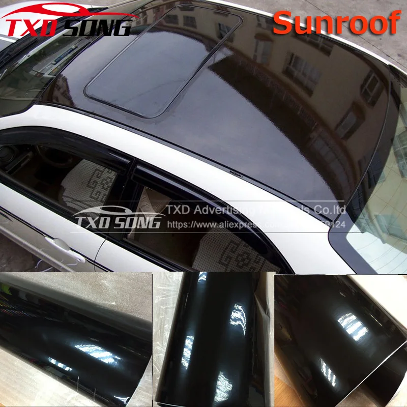 Premium Glossy Black Car Sunroof Wrap Roof Film Vinyl DIY Sticker