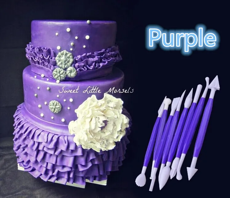 Помадка торт украшения Цветок Sugarcraft Инструменты моделирования Глина наконечник набор инструментов 5 стиль на выбор 16 узоров(8 шт./компл - Цвет: Purple