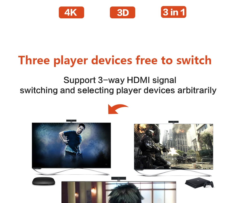 Высокое Разрешение hdmi концентратор 3 порта к hdmi HD коммутатор адаптер для HD-DVD SKY-STB PS3 Xbox360 ТВ проектор