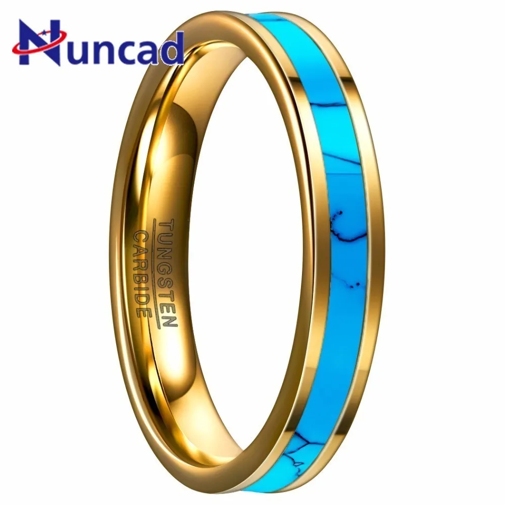 New Arrival 4MM Gold Tungsten Ring For Men Wedding Bands Trendy Blue