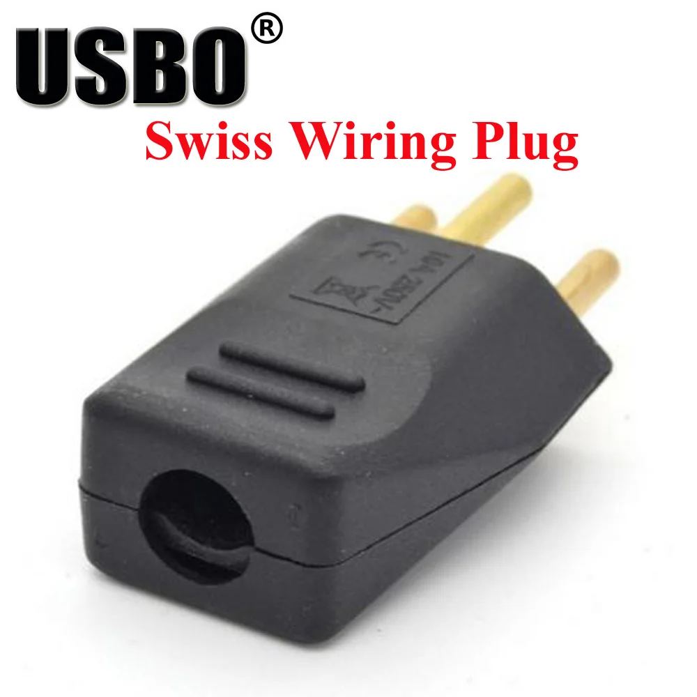 

Black 250v 10A universal detachable wiring adaptor plug EU Swiss standard 3pins industrial machine power cord male socket Type-M