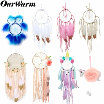 

OurWarm Boho Dream Catcher Home Hanging Decoration Dreamcatcher Unicorn Moon Owl Flower Decoration Wedding Party Gifts For Guest