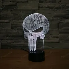 Новинка светильник ing 3D светильник USB креативный акриловый цветной Градиент Череп светодиодный настольная лампа украшение дома