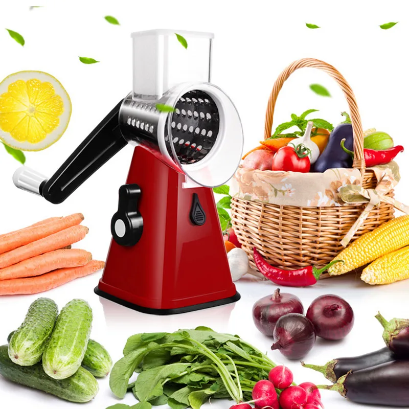 

3 Blades Adjustable Round Vegetable Slicer Grater Nuts Carrot Vegetable Cutter Manual Fruit Cutting Slicer Kitchen Tools