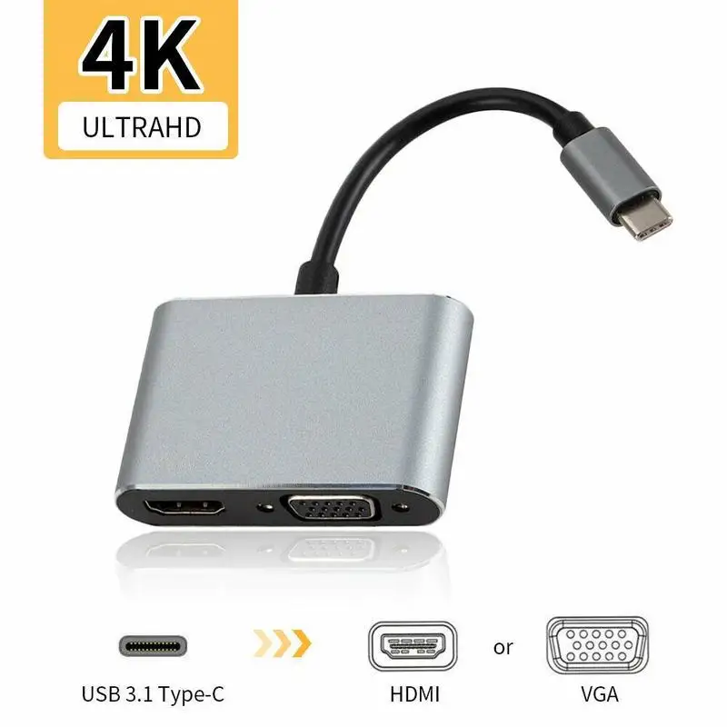 Новинка 2019 адаптер USB 3 1 типа C к HDMI VGA видеоконвертера для Macbook Pro/ Chromebook Pix|Адаптеры