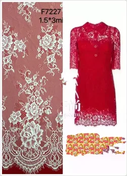 

Elegant white knit french lace fabric with eyelash L1861-1 chantilly lace fabric for wedding gown