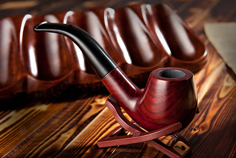 

Hot Famous Brand High Grade Ebony Handmade Tobacco Smoking Pipes Filter Durable Wooden Men's Pipes Smoke Accessories LFB822