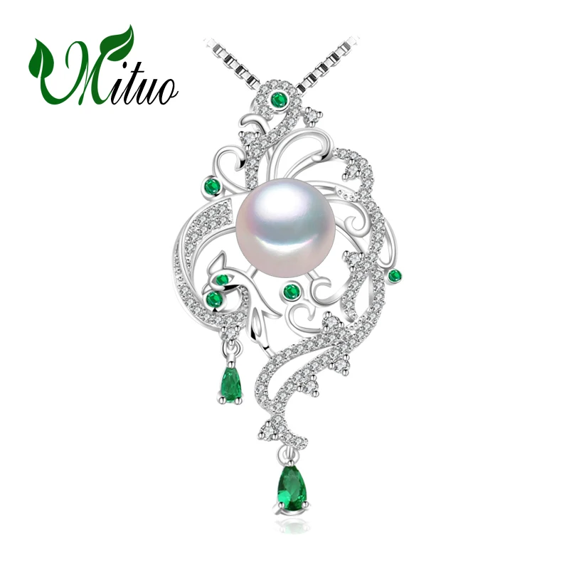 

MITUO 925 sterling silver necklace ,pearl jewelry statement necklace for women flower beryl Bohemia Phoenix necklace 2018 new