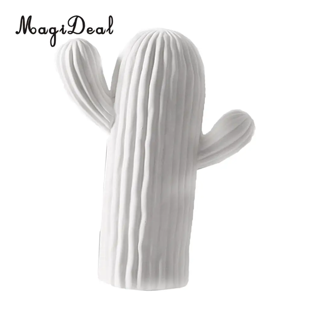 White Ceramic Cactus Ornaments Simulation Plant Potted Home Desk Furnishings Ceramic Novelty Ornaments For Home Decor