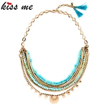 Nuevos Artículos Boho Elegante Luz Azul Perlas de Las Mujeres Collar de Múltiples Capas Collar de Fábrica Al Por Mayor