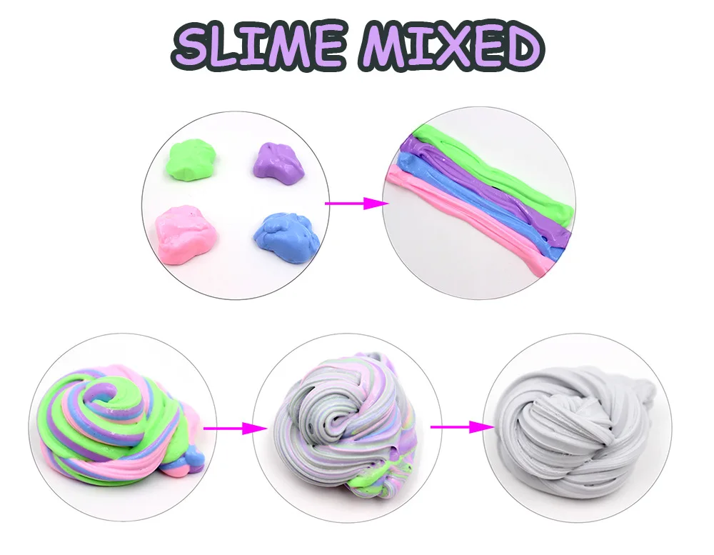 DIY Slime Baby Speelgoed Crystal Gekleurde Klei Modder Intelligente DIY Мягкая ручная резинка слизистый Пластилин резиновый моддер