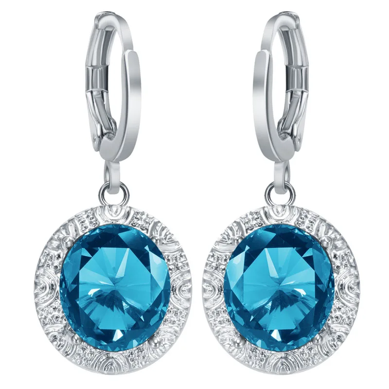 

Classic Blue&Red Stone Dangle Earrings Charm Silver Drop Earrings for Women Fashion Jewelry Wedding Drop Earrings bijoux O4E431