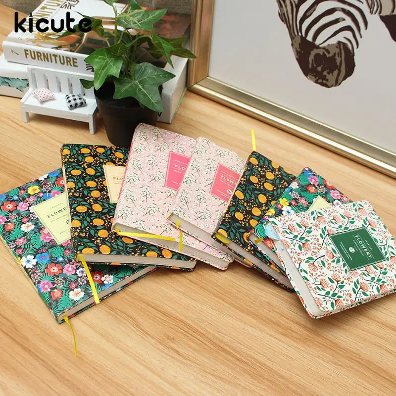 

Kicute PU Leather Hard Cover Flower Floral Schedule Book Diary Weekly Monthly Planner Organizer Notebook School Stationery