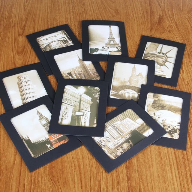 Paper Photo Frame 4x6 Kraft Paper Picture Frames 10 PCS DIY Cardboard Photo Frames with Wood