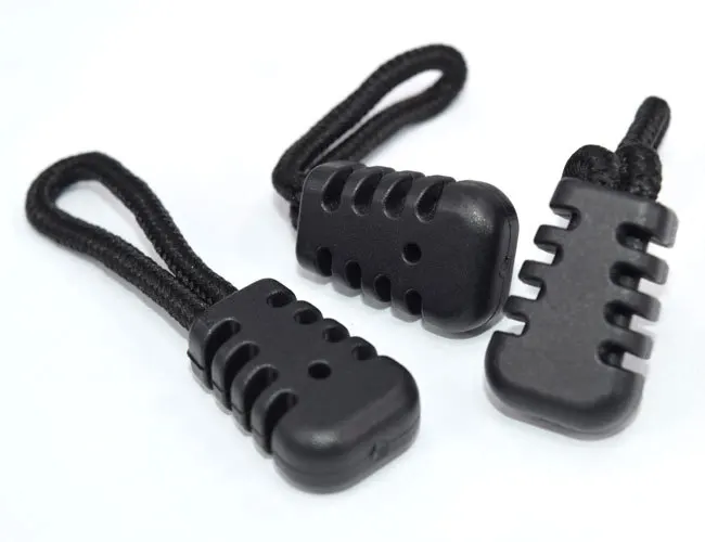 100pcs Zipper Pulls Cord Rope Ends Lock Zip Clip Buckle Black For