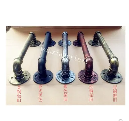 

Handmade medieval retro industrial style steel pipe interior pull door handle iron black antique handles