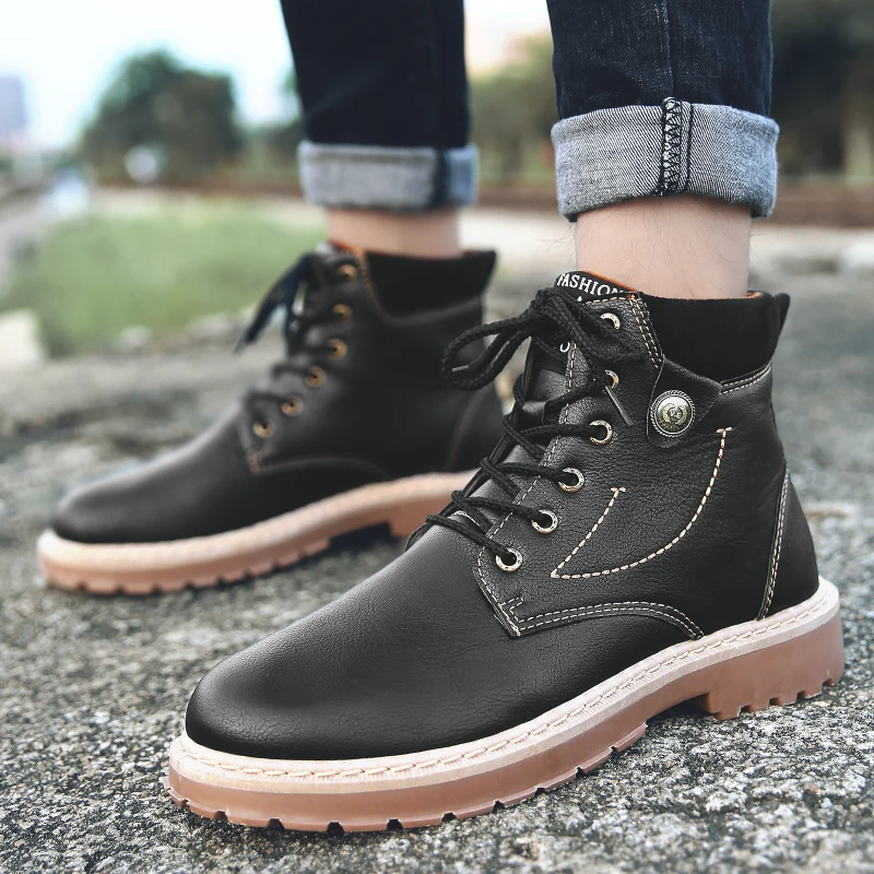 

CNFIIA Men Tactical Boots Male Leather Boots Black Gray Brown Ankle Shoes 2018 Autumn Winter Cheap Military Combat Boots Fashion
