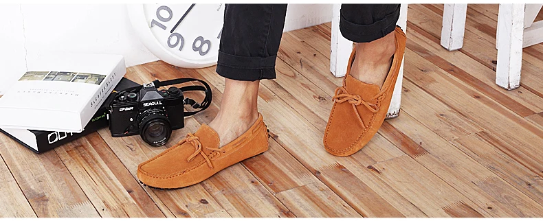 Mens Leather Casual Shoes Leather Shoes Men Loafers Suede Slip-On Boat Shoe Luxury Mens Loafers Leather Big Size 11 Driving Shoe (4)
