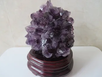 

1.8lb AA++ Uruguay NATURAL Amethyst Quartz Crystal Geode Cluster + Stand