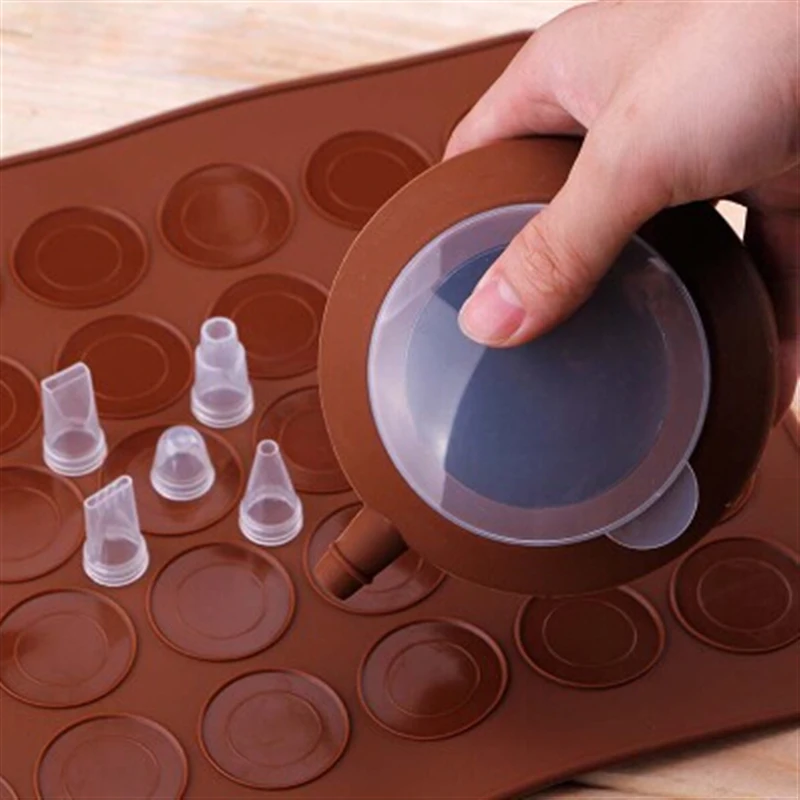

NEW Silicone Macaron Kit Baking Mold Set,48 Holes Macaroon Mat & Dessert Decorative Nozzle Tool Baking Mat Sheet Oven SQ299
