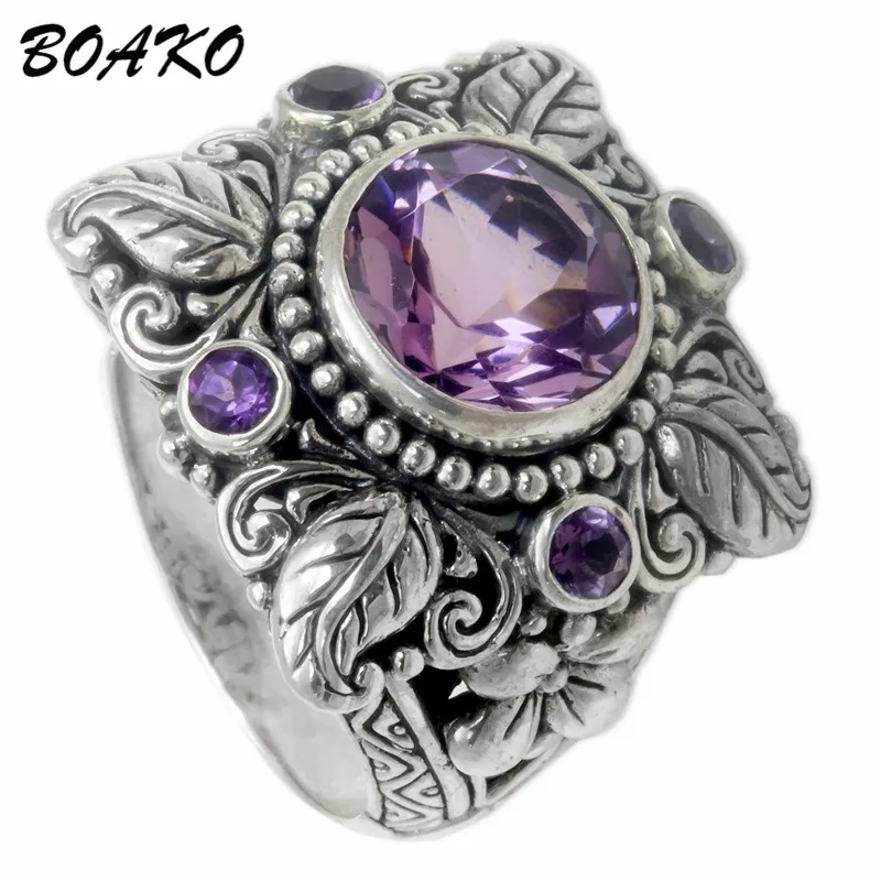 

BOAKO Vintage Rings For Women Boho Geometric Flower Crystal Knuckle Ring Midi Finger Jewelry Antique Silver Wedding Ring anillos